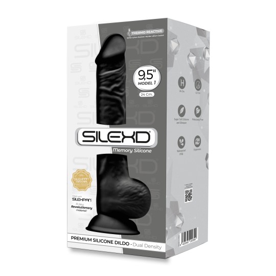Gode Double Densité Noir 24 cm Modèle 3 SilexD