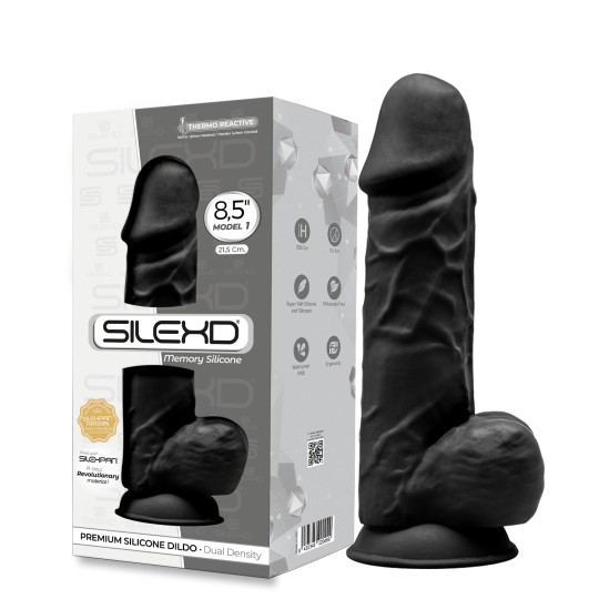 Schwarzer Dildo mit doppelter Dichte 21,5 cm Modell 4 SilexD 1