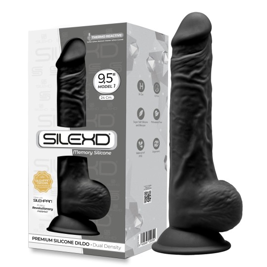 Gode Double Densité Noir 24 cm Modèle 3 SilexD